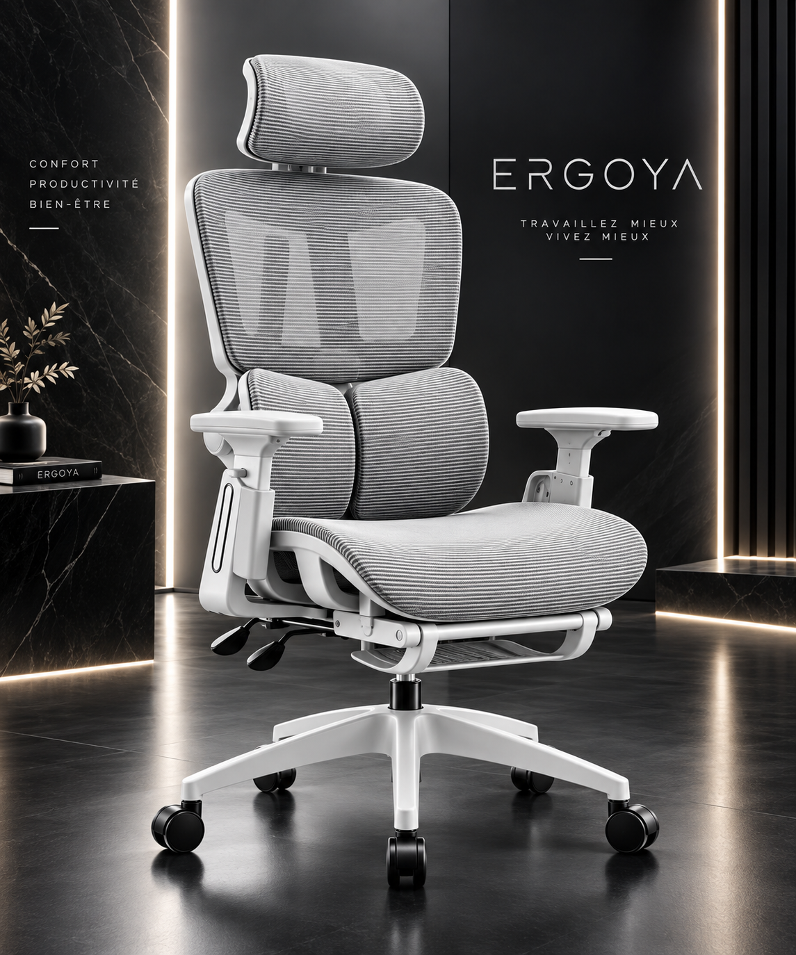 ERGOYA — Chaise de Bureau Ergonomique Professionnelle Premium